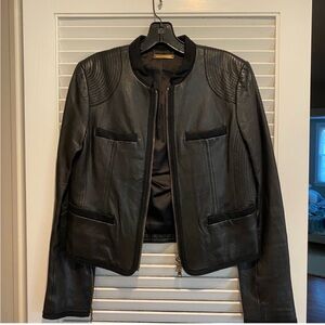 DIANE VON FURSTENBERG Leather Biker Jacket Size Small DVF